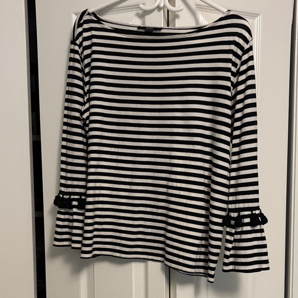 Seventy Black and White Striped Blouse